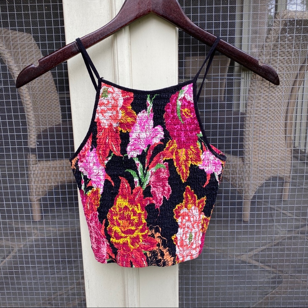Floral Ruched Crop Tank
